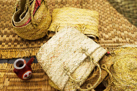 Oriental, Azerbaijani national handmade wicker baskets, close up.の写真素材