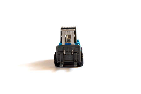 Fork lift truck toy on the white background