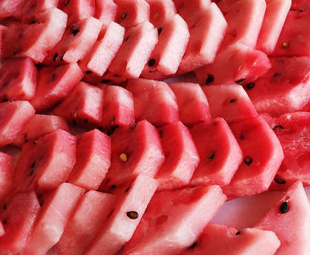 Slices of red ripe watermelon on the table.Healthy Eating Conceptの写真素材