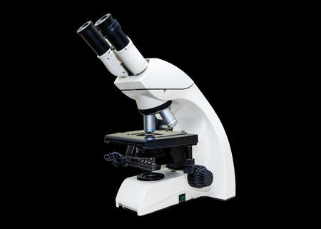 Microscope for blood and semen analysis on a black background ,Laboratory Infertility.