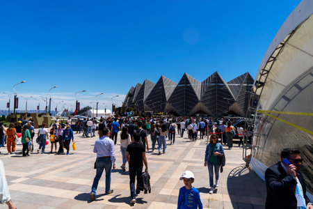 BAKU, AZERBAIJAN - MAY 26, 2022 : Teknofest 2022 in Baku, Primorsky Boulevard, Crystal Hall, Aviation and Technology Festival, aviation exhibition and air show. Together with Turkeyのeditorial素材