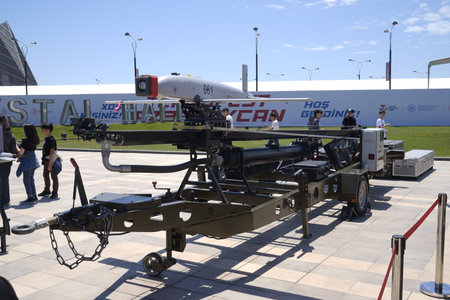 BAKU, AZERBAIJAN - MAY 26, 2022 : Teknofest 2022 in Baku, Primorsky Boulevard, Crystal Hall, Aviation and Technology Festival, aviation exhibition and air show. Together with Turkeyのeditorial素材
