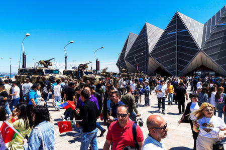 BAKU, AZERBAIJAN - MAY 26, 2022 : Teknofest 2022 in Baku, Primorsky Boulevard, Crystal Hall, Aviation and Technology Festival, aviation exhibition and air show. Together with Turkeyのeditorial素材