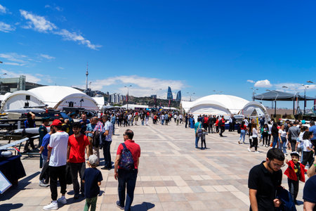 BAKU, AZERBAIJAN - MAY 26, 2022 : Teknofest 2022 in Baku, Primorsky Boulevard, Crystal Hall, Aviation and Technology Festival, aviation exhibition and air show. Together with Turkeyのeditorial素材
