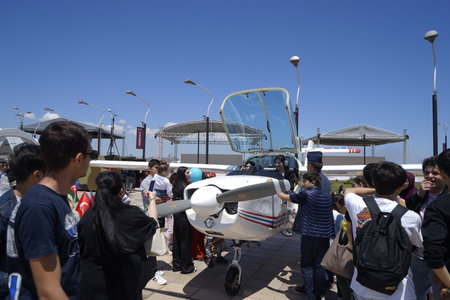 BAKU, AZERBAIJAN - MAY 26, 2022 : Teknofest 2022 in Baku, Primorsky Boulevard, Crystal Hall, Aviation and Technology Festival, aviation exhibition and air show. Together with Turkeyのeditorial素材
