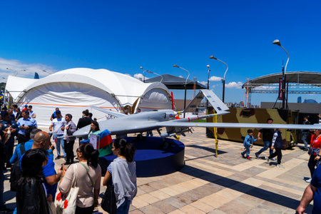 BAKU, AZERBAIJAN - MAY 26, 2022 : Teknofest 2022 in Baku, Primorsky Boulevard, Crystal Hall, Aviation and Technology Festival, aviation exhibition and air show. Together with Turkeyのeditorial素材
