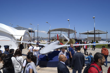 BAKU, AZERBAIJAN - MAY 26, 2022 : Teknofest 2022 in Baku, Primorsky Boulevard, Crystal Hall, Aviation and Technology Festival, aviation exhibition and air show. Together with Turkeyのeditorial素材