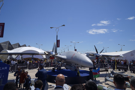 BAKU, AZERBAIJAN - MAY 26, 2022 : Teknofest 2022 in Baku, Primorsky Boulevard, Crystal Hall, Aviation and Technology Festival, aviation exhibition and air show. Together with Turkeyのeditorial素材