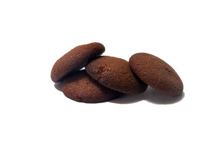 oatmeal cookies with chocolate on a white backgroundの写真素材