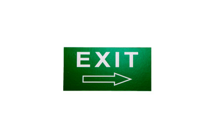 exit sign,fire exit isolated on white backgroundの写真素材