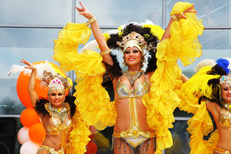 BAKU, AZERBAIJAN - JUNE 13, 2013 a musical show. Womens dance group variety modern ballet. Cabaret....