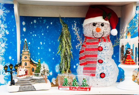 different Christmas toys,Santas,snowmen Christmas treesの写真素材