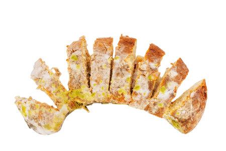old, stale bread with mold on a transparent background. png