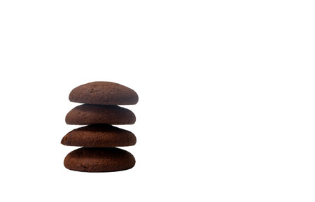 brown oatmeal cookies with chocolate on a transparent background.の写真素材