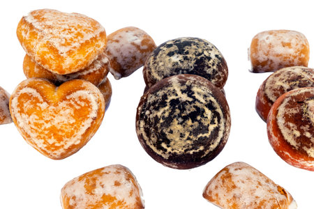 gingerbread cookies with different fillings on a transparent background.の写真素材