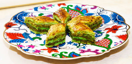 Eastern, Turkish, Azerbaijani baklava sweets on the table.の写真素材
