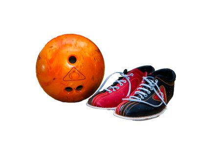 bowling shoes, bowling ball for play in bowling.の写真素材