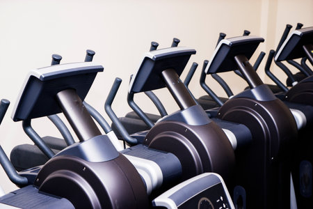 Gym room for residents in apartment building. Different exercise equipmentsの写真素材