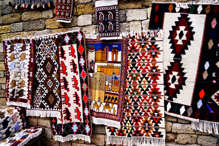vintage Azerbaijan, Turkish Oriental carpet handmade, backround.の写真素材