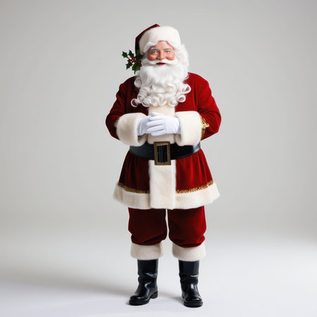 Santa Claus Portrait. Standing and smiling Front Viewの素材