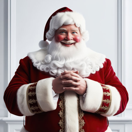 Santa Claus Portrait. Standing and smiling Front Viewの素材
