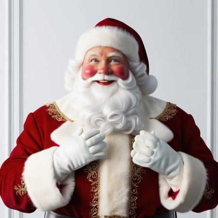 Santa Claus Portrait. Standing and smiling Front Viewの素材