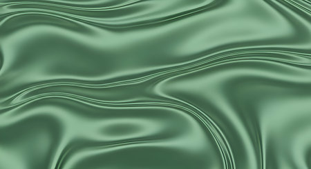 a close-up view of a glossy, green surface with smooth, undulating waves and curves. The texture appears fluid and dynamic, with reflective highlights that enhance the sense of depth and movement. The overall appearance is sleek and modern, resembling a metallic or liquid-likeの素材