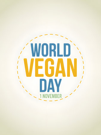 A vibrant graphic announces World Vegan Day on November 1st, celebrating the global movement towards plant-based diets and ethical living.の素材