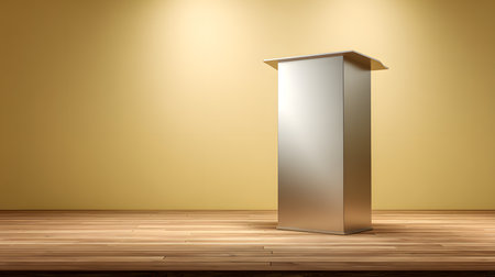 A shiny aluminum can stands against a warm, textured backdrop, bathed in a soft, diffused light. A minimalist studio shot.の素材