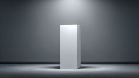 Blank white box in dark room. Mock up, 3D Renderingの素材