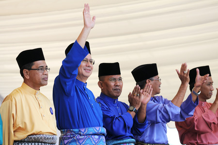 PEKAN, MALAYSIA - APRIL 20 : Prime minister Mohd Najib Abdul Razak during nomination day on April 20, 2013 in Pekan, Pahang, Malaysia. Malaysian Prime Minister dissolved Parliament on April 3rd.のeditorial素材