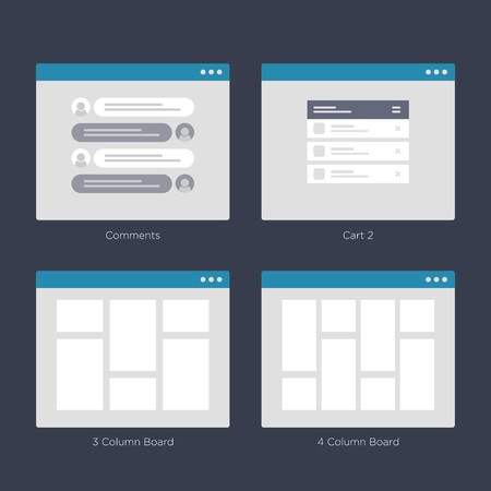 Website Wireframe Layouts UI Kits for Site map and Ux Design