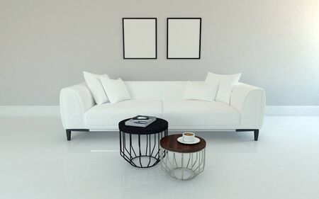 3D Realistic Mockup of living room Interiorの写真素材