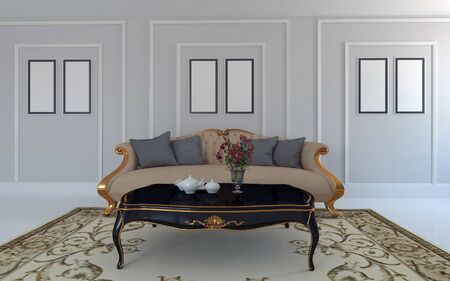 3D Realistic Mockup of living room Interiorの写真素材