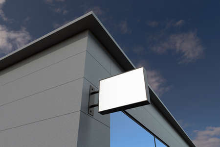 Wall Mount Sign facade Board Mockupの写真素材
