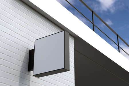 Wall Mount Sign facade Board Mockup