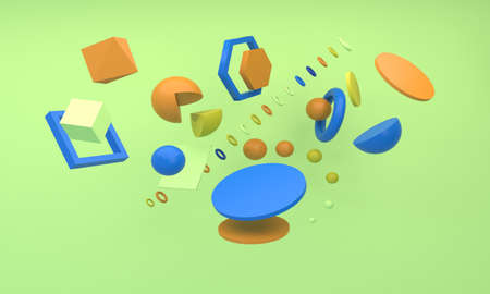 3D geometric shapes backgroundの写真素材