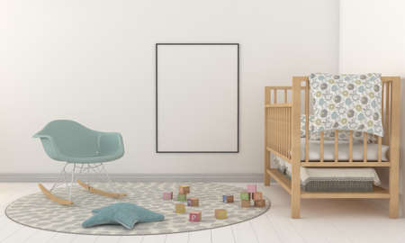 Kids Room, Play house, kids furniture with toy and frame mockupの写真素材