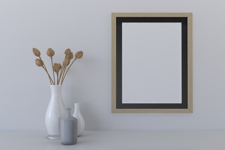 Empty Photo Frame Mockup Design Mockupの写真素材