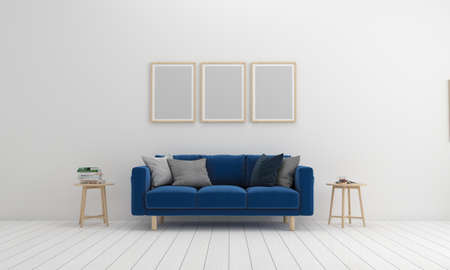 3D Rendered Interior Modern Living Room Frame with Sofa - Couch and Table