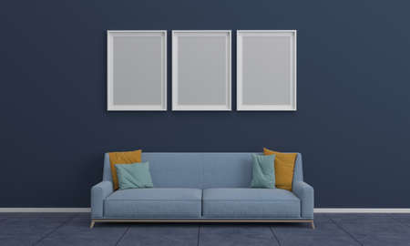 3D Rendered Interior Modern Living Room Frame with Sofa - Couch and Table