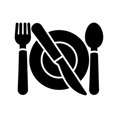Cutlery and Plate Glyph Iconのイラスト素材