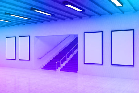 Poster and Billboard Mockup Subway Signs mockup in Metreo train Stationの写真素材