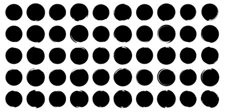 Abstract Circle Shapes Set, Grunge Oval Thin line bold line, filled glyph shape, Brush Stroke Contemporary Aesthetic Shape bundle 100, 50のイラスト素材