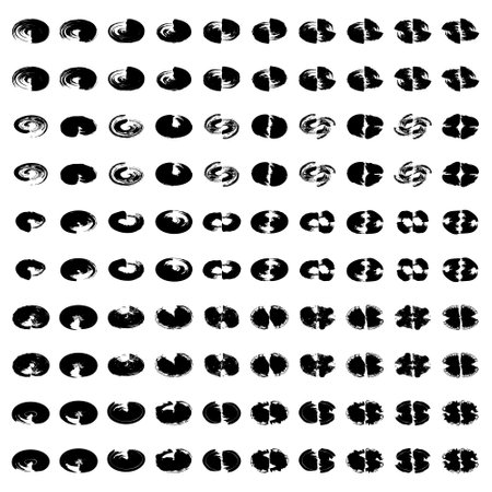 Abstract Circle Shapes Set, Grunge Oval Thin line bold line, filled glyph shape, Brush Stroke Contemporary Aesthetic Shape bundle 100, 50のイラスト素材