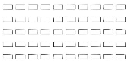 Abstract Square Shapes Set, Grunge Rectangular Thin line bold line, filled glyph shape, Brush Stroke Contemporary Aesthetic Shape bundle 100, 50のイラスト素材