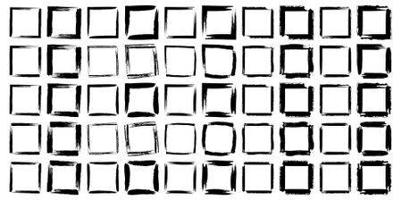 Abstract Square Shapes Set, Grunge Rectangular Thin line bold line, filled glyph shape, Brush Stroke Contemporary Aesthetic Shape bundle 100, 50のイラスト素材