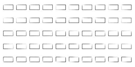 Abstract Square Shapes Set, Grunge Rectangular Thin line bold line, filled glyph shape, Brush Stroke Contemporary Aesthetic Shape bundle 100, 50のイラスト素材