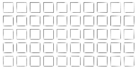 Abstract Square Shapes Set, Grunge Rectangular Thin line bold line, filled glyph shape, Brush Stroke Contemporary Aesthetic Shape bundle 100, 50のイラスト素材