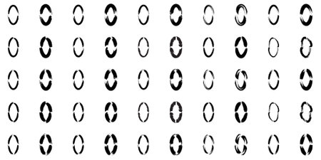 Abstract Circle Shapes Set, Grunge Oval Thin line bold line, filled glyph shape, Brush Stroke Contemporary Aesthetic Shape bundle 100, 50のイラスト素材